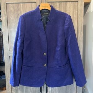 Talbots 16 Blazer Wool Blend Purple Herringbone Gold 2 buttons